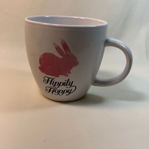 Momentum Hippity Hoppy Easter Bunny Pink White 16 Ounces Coffee Tea Mug Holiday